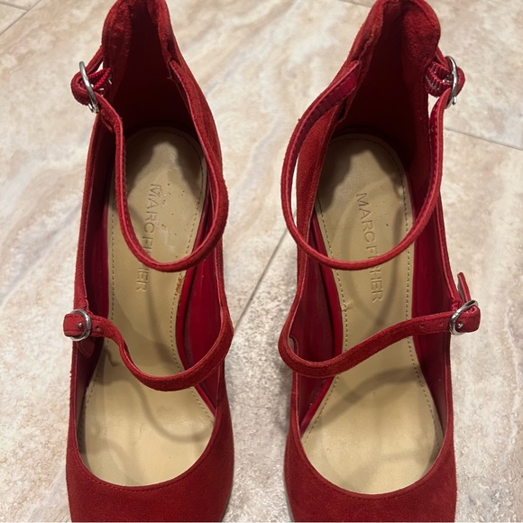 Marc Fisher Red Suede Heels - Picture 4 of 4